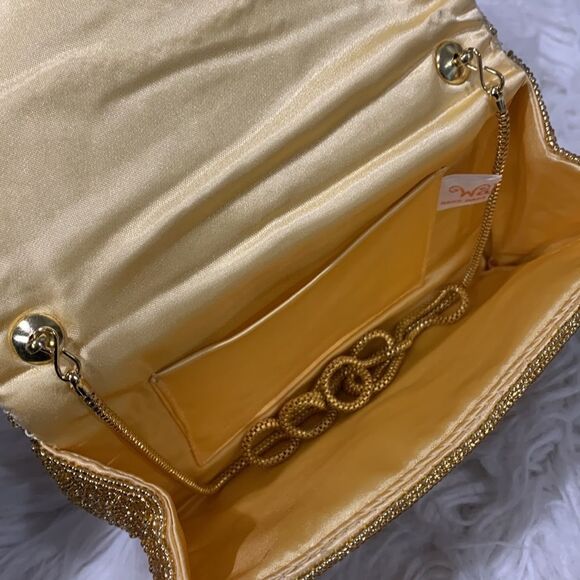 HAND MADE beaded evening bag/clutch flap snap closure goldtone strap women’s - Picture 8 of 12